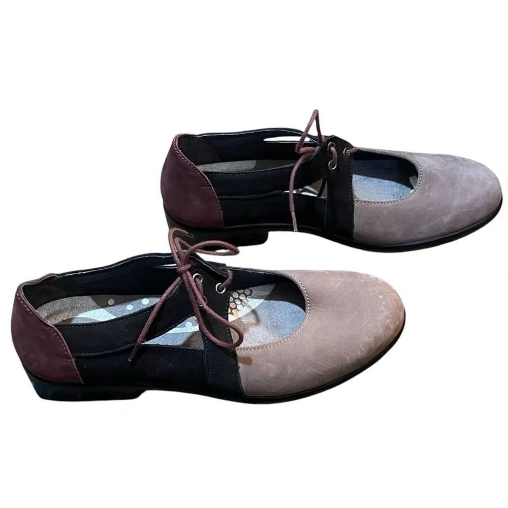 Naot Mary Jane Alisio Two Tone Lace Up Nubuck Suede Shoes. 37‎ / US 6-6.5
